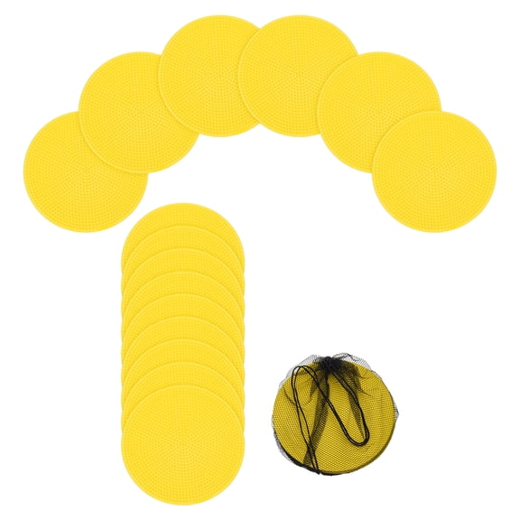 Uxcell Spot Markers, Poly Spot Marker for Agility Training Floor Dots Non Slip Flat Field Cones 15 Pcs & 4 In & Yellow - for (Soccer/Speed Training/Gaming/Basketball/Dance Practice)