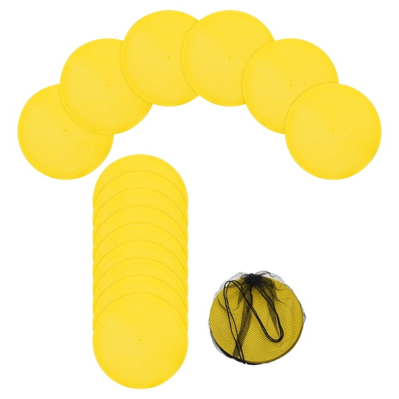 Uxcell Spot Markers, Poly Spot Marker for Agility Training Floor Dots Non Slip Flat Field Cones 15 Pcs & 7 In & Yellow - for (Soccer/Speed Training/Gaming/Basketball/Dance Practice)