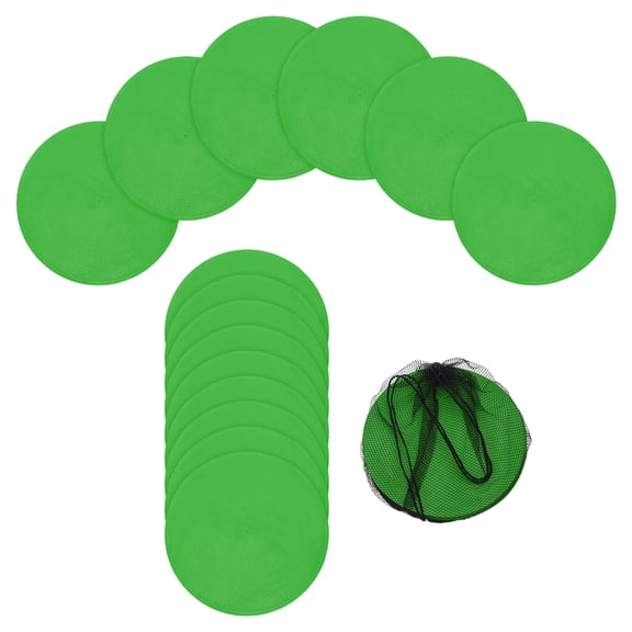 Uxcell Spot Markers, Poly Spot Marker for Agility Training Floor Dots Non Slip Flat Field Cones 15 Pcs & 9 In & Green - for (Soccer/Speed Training/Gaming/Basketball/Dance Practice)