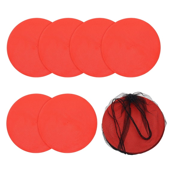 Uxcell Spot Markers, Poly Spot Marker for Agility Training Floor Dots Non Slip Flat Field Cones 6 Pcs & 12 In & Red - for (Soccer/Speed Training/Gaming/Basketball/Dance Practice)
