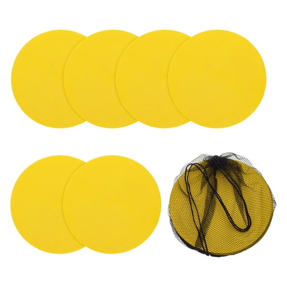 Uxcell Spot Markers, Poly Spot Marker for Agility Training Floor Dots Non Slip Flat Field Cones 6 Pcs & 12 In & Yellow - for (Soccer/Speed Training/Gaming/Basketball/Dance Practice)
