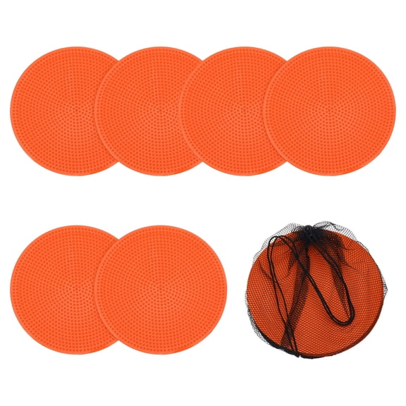 Uxcell Spot Markers, Poly Spot Marker for Agility Training Floor Dots Non Slip Flat Field Cones 6 Pcs & 4 In & Orange - for (Soccer/Speed Training/Gaming/Basketball/Dance Practice)
