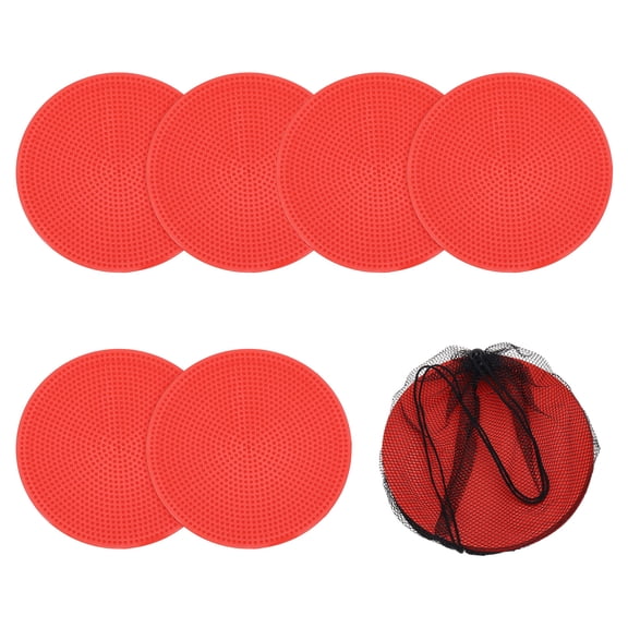 Uxcell Spot Markers, Poly Spot Marker for Agility Training Floor Dots Non Slip Flat Field Cones 6 Pcs & 4 In & Red - for (Soccer/Speed Training/Gaming/Basketball/Dance Practice)