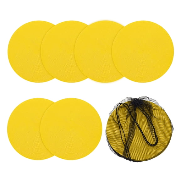 Uxcell Spot Markers, Poly Spot Marker for Agility Training Floor Dots Non Slip Flat Field Cones 6 Pcs & 9 In & Yellow - for (Soccer/Speed Training/Gaming/Basketball/Dance Practice)