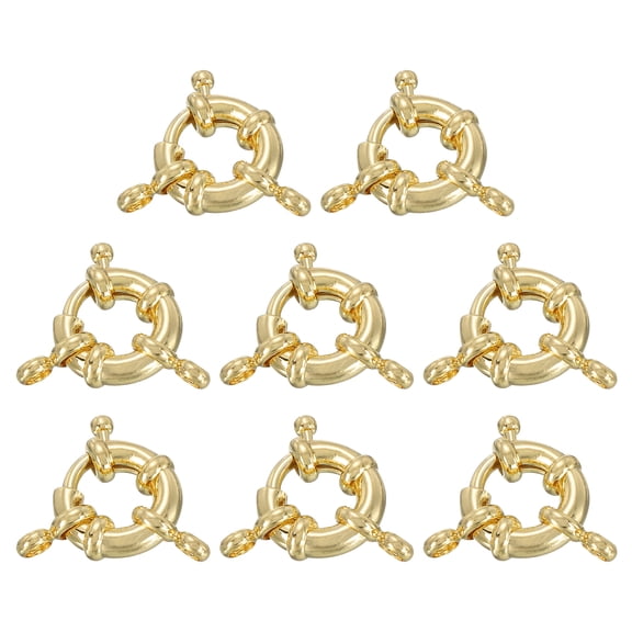 Uxcell Spring Clasps, 8 Pack 13mm Brass Spring Ring Clasps for Jewelry Making, Gold