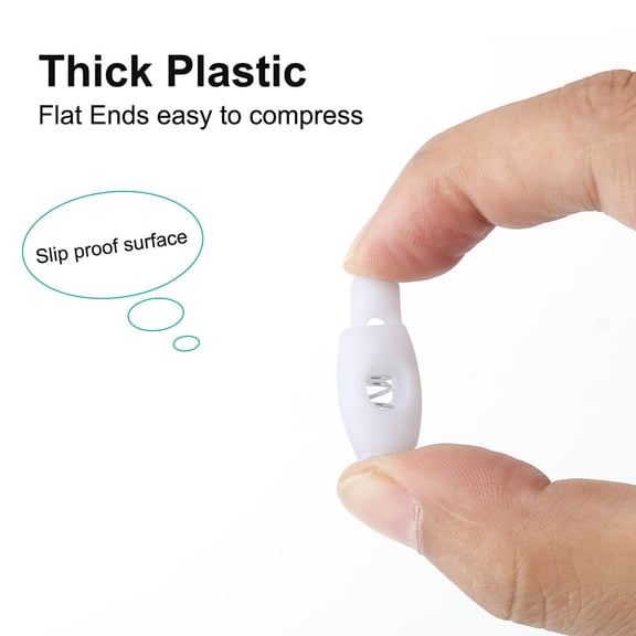 Uxcell Spring Cord Ends Fasteners Hole Toggle Stoppers Sliders Plastic White 6pcs