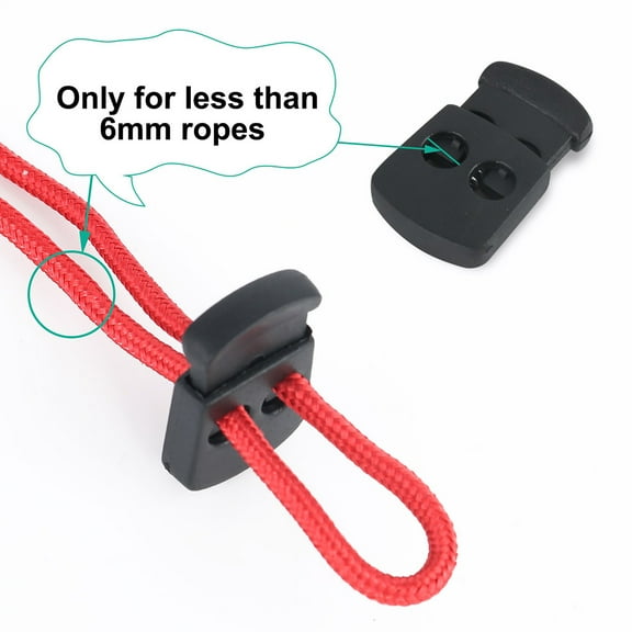 Uxcell Spring Cord Lock Plastic Cord Stopper End Fastener Double Hole Toggle Stopper Slider Black 8pcs