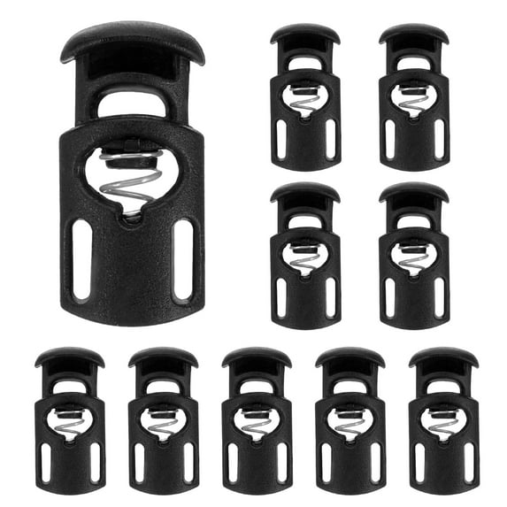 Uxcell Spring Cord Locks Plastic Single Hole Toggle Stopper for Drawstrings and DIY Projects Black
