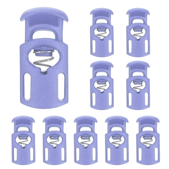 Uxcell Spring Cord Locks Plastic Single Hole Toggle Stopper for Drawstrings and DIY Projects Purple