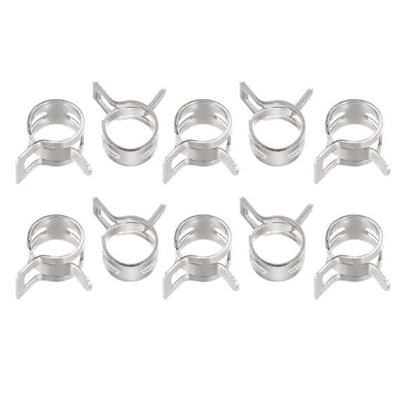 Uxcell Spring Hose Clamp, 65Mn Steel 10mm Low Pressure Air Clip Clamps Fuel Lines Vacuum Hoses, Nickel Plated, 10 Pack