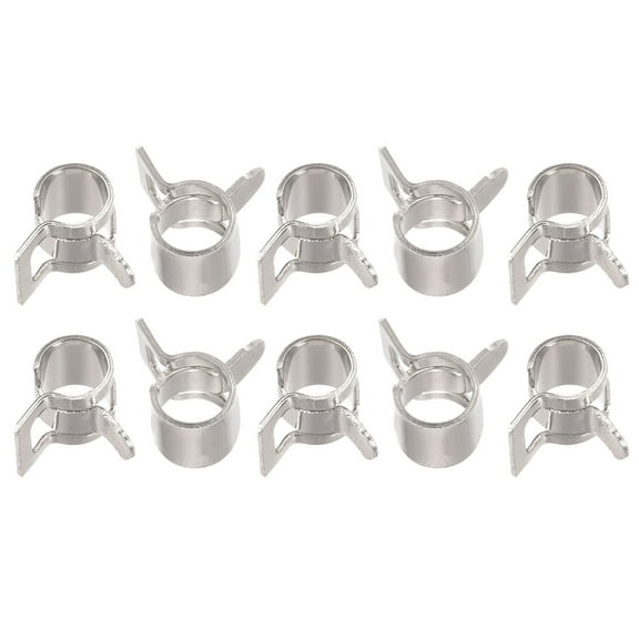 Uxcell Spring Hose Clamp, 65Mn Steel 5mm Low Pressure Air Clip Clamps Fuel Lines Vacuum Hoses, Nickel Plated, 10 Pack