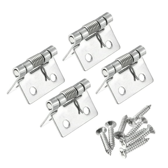 Uxcell Spring Loaded Hinges, 1" 304 Stainless Steel Self Closing Hinge for Furniture 4 Pack