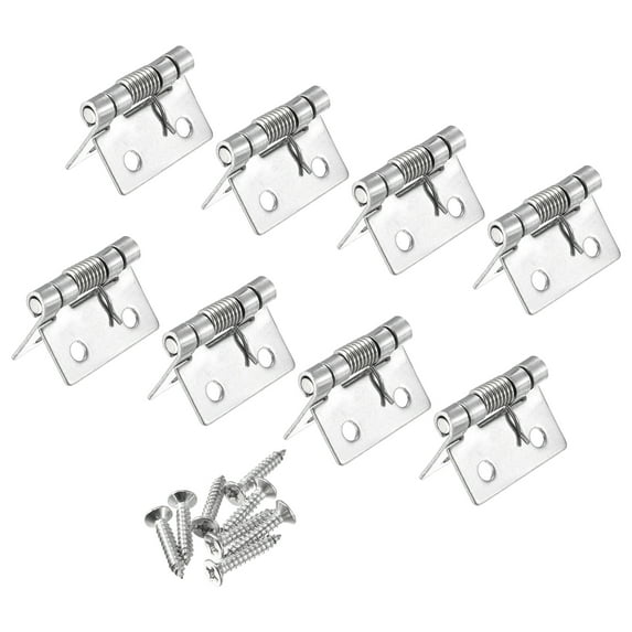 Uxcell Spring Loaded Hinges, 1" 304 Stainless Steel Self Closing Hinge for Furniture 8 Pack