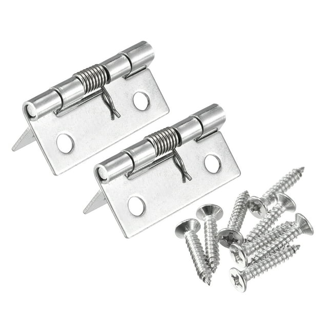 Uxcell Spring Loaded Hinges, 1.5" 304 Stainless Steel Self Closing