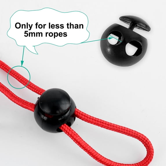 Uxcell Spring Locks Cord End Fastener Hole Toggle Stopper Plastic Black 10pcs