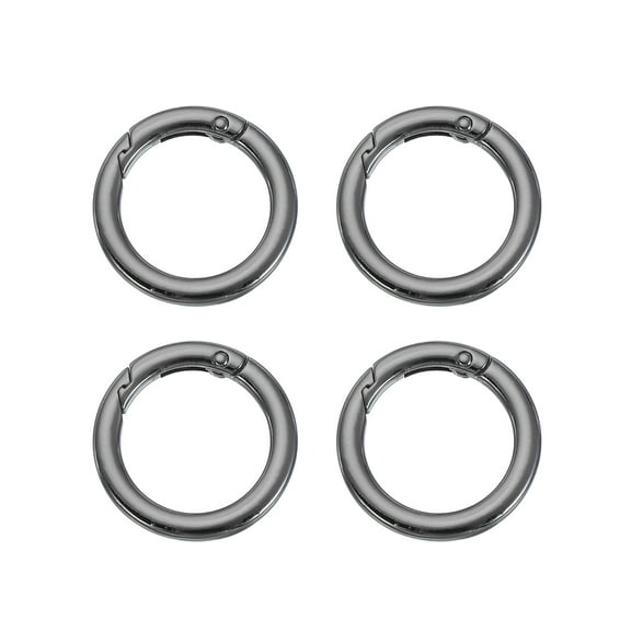 Uxcell Spring O Rings, Metal Round Clips Flat Trigger Keyrings Snap Buckle Clasps for Keychains and Bags Black 1.4 Inch