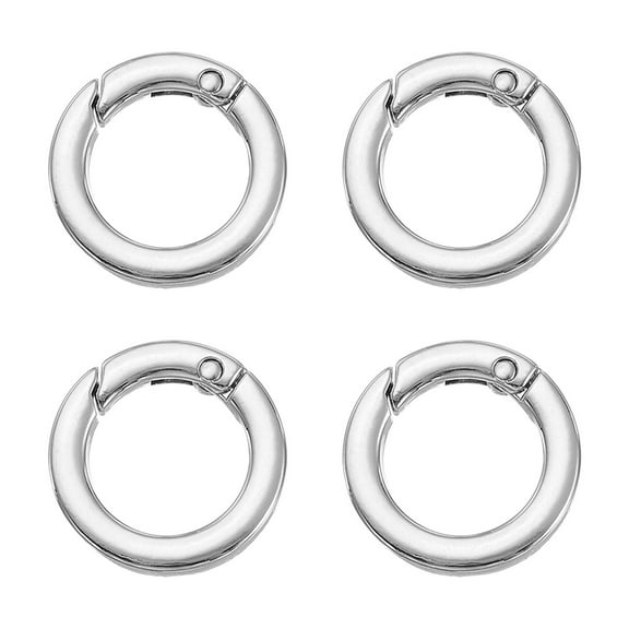 Uxcell Spring O Rings, Metal Round Clips Flat Trigger Keyrings Snap Buckle Clasps for Keychains and Bags Silver-White 1 Inch