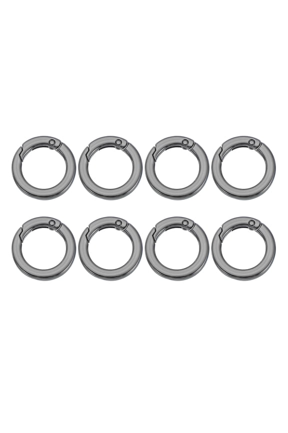 Spring O Rings, Metal Round Clips Flat Trigger Keyrings for Keychains and Bags Black 1.1 Inch