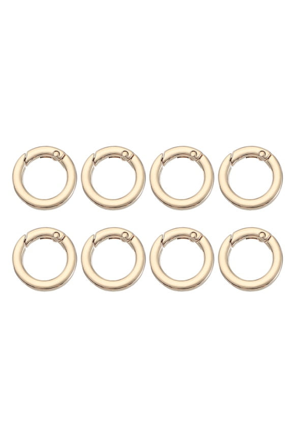 Spring O Rings, Metal Round Clips Flat Trigger Keyrings for Keychains and Bags Light Gold 1 Inch