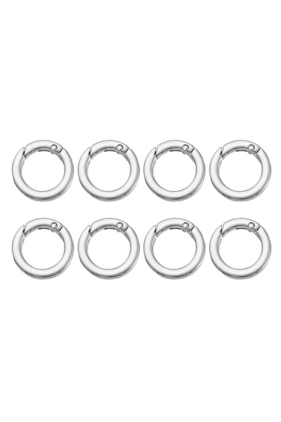Spring O Rings, Metal Round Clips Flat Trigger Keyrings for Keychains and Bags Silver-White 1 Inch