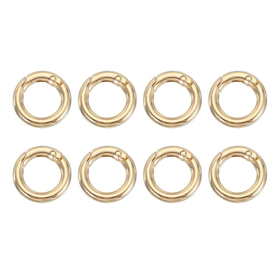 Uxcell Spring O Rings, Metal Round Clips Keyrings Snap Buckle Clasps for Keychains Bags Purses Straps Dog Leashes DIY Craft Light Gold 0.8 Inch
