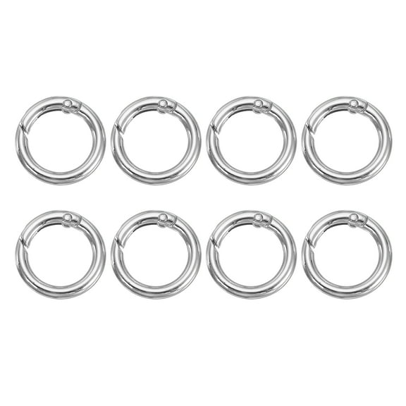 Uxcell Spring O Rings, Metal Round Clips Keyrings Snap Buckle Clasps for Keychains Bags Purses Straps Dog Leashes DIY Craft Silver 1 Inch