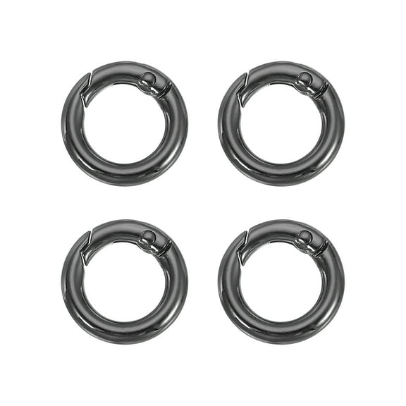 Uxcell Spring O Rings, Metal Round Clips Keyrings Snap Buckle Clasps for Keychains Bags Purses Straps Dog Leashes DIY Crafts Black 0.8 Inch
