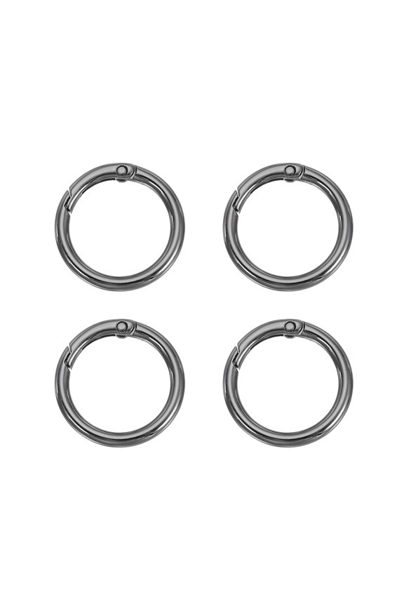 Spring O Rings, Metal Round Clips Keyrings Snap Buckle Clasps for Keychains Bags Purses Straps Dog Leashes DIY Crafts Black 1.3 Inch