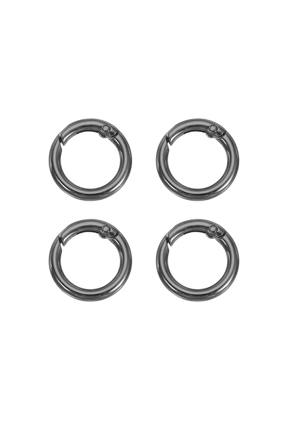 Spring O Rings, Metal Round Clips Keyrings Snap Buckle Clasps for Keychains Bags Purses Straps Dog Leashes DIY Crafts Black 1 Inch