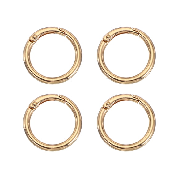 Uxcell Spring O Rings, Metal Round Clips Keyrings Snap Buckle Clasps for Keychains Bags Purses Straps Dog Leashes DIY Crafts Light Gold 1.3 Inch