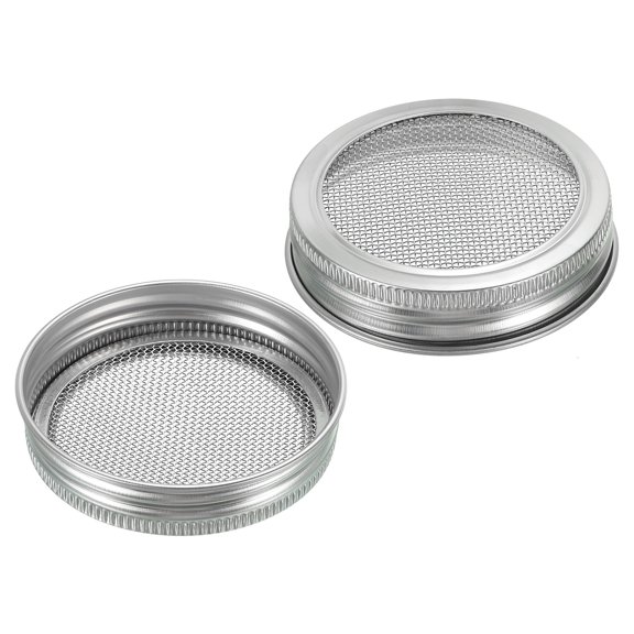 Uxcell Sprouting Lids, 2 Pcs 70mm Stainless Steel Strainer Lids, Silver Tone