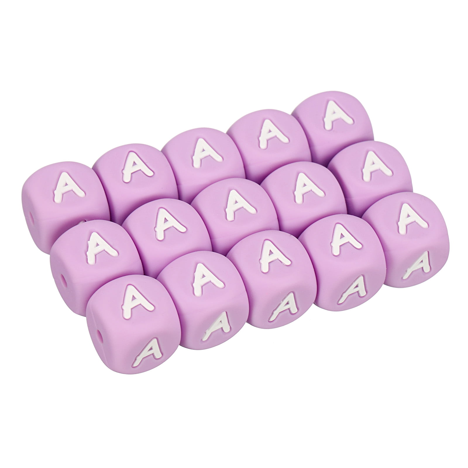 52-Piece Silicone Letter Beads Set - 12mm Square Alphabet Beads A-Z For DIY Bracelets, Keychains, Lanyards
