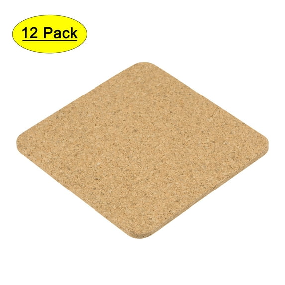 Uxcell Square Cork Coasters Drinks Absorbent Mats 12 Pack 3.5 x 3.5 x 0.12 inch