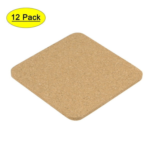 Uxcell Square Cork Coasters Drinks Absorbent Mats 12 Pack 3.7 x 3.7 x 0.16 inch