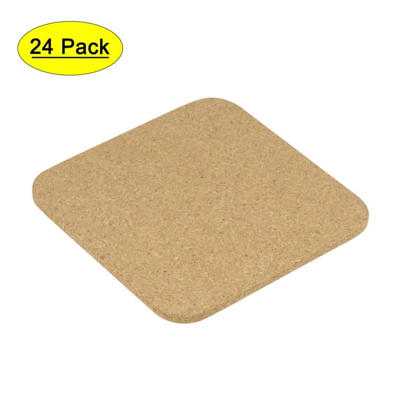 Uxcell Square Cork Coasters Drinks Absorbent Mats 24 Pack 4 x 4 x 0.16 inch