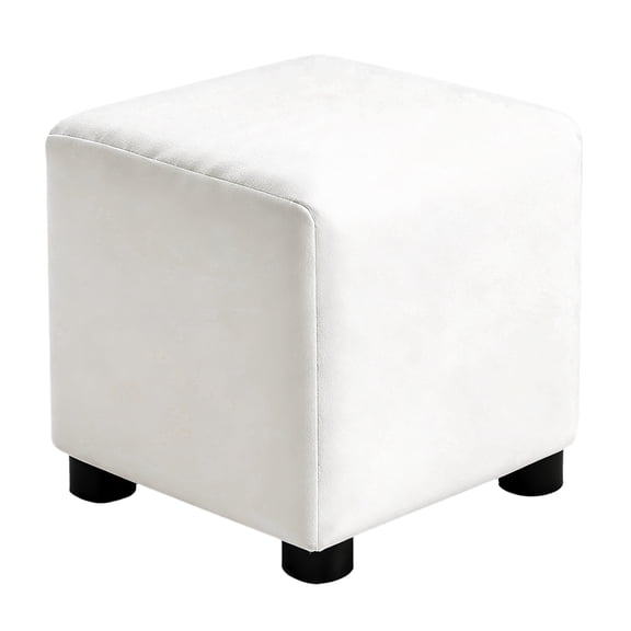 Uxcell Square Footstool Slipcover, Stretch Foot Stool Protector Covers Jacquard Fabric Furniture Protector Cover Velvet with Elastic Bottom(Small, White)