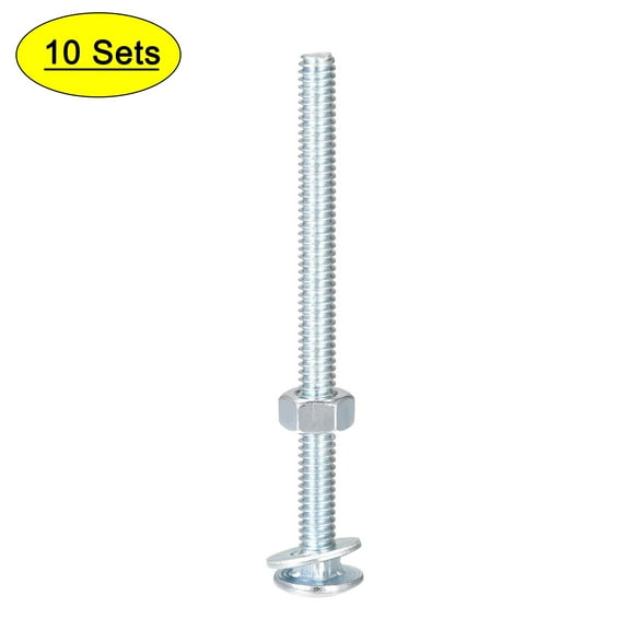 Uxcell Square Neck Carriage Bolts with Nuts & Washers, Carbon Steel Coach Bolt Screw 1/4-20 x 3-1/2"