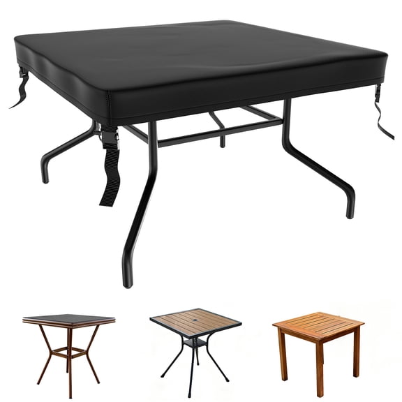 Uxcell Square Patio Table Cover, 40"L x 40"W x 4"H Rectangular Table Cover for Outdoor Furniture [Black]