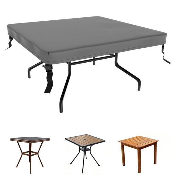 Uxcell Square Patio Table Cover, 48"L x 48"W x 4"H Rectangular Table Cover for Outdoor Furniture [Grey]
