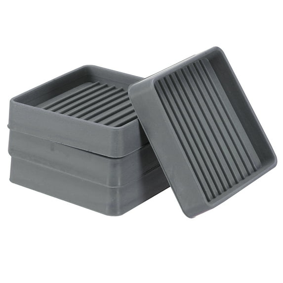Uxcell Square Rubber Furniture Pads Non Slip Caster Cups Anti Skid Floor Protectors for Furniture Feet Bed Couch Chair Grey 2.5"x2.5"