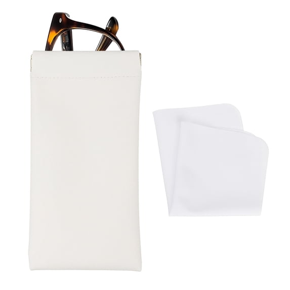Uxcell Squeeze Top Sunglass Pouch, PU Leather Soft Eyeglass Pouch Portable Travel Sunglasses Pouch Organizer White