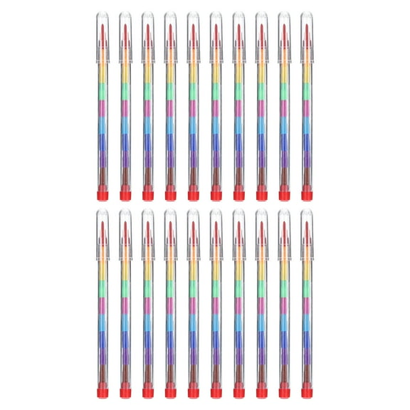 Uxcell Stacking Crayons, 20 Pack 10 Colors Stackable Round Drawing Crayons