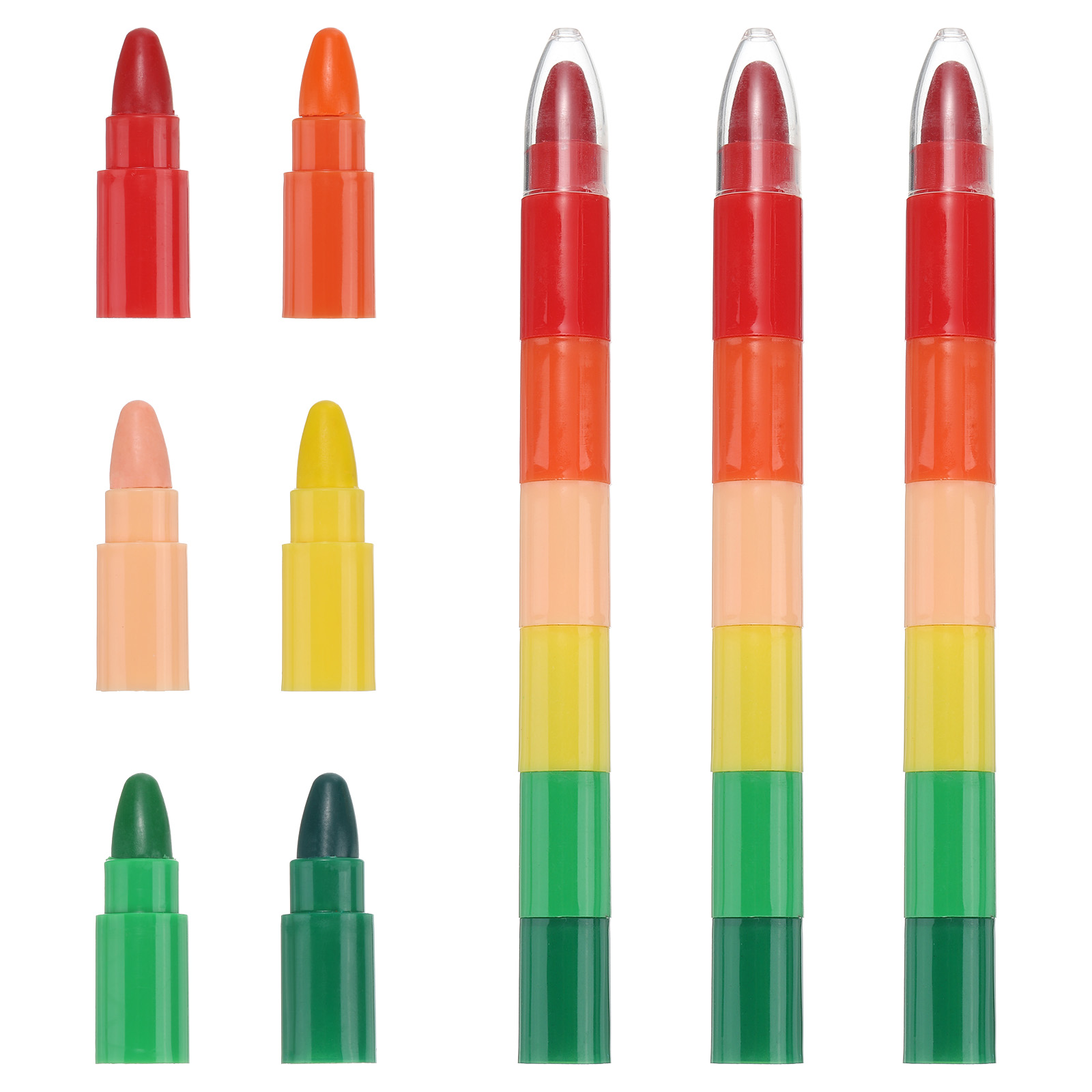 Uxcell Stacking Crayons, 4 Pack 6 Colors Stackable Buildable Round