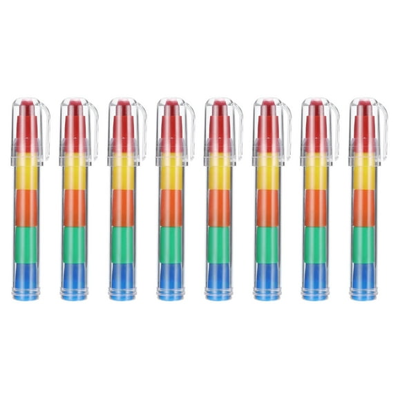 Uxcell Stacking Crayons, 8 Pack 5 Colors Stackable Round Drawing Crayons