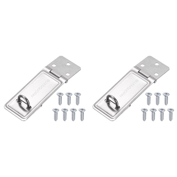 Uxcell Stainless Steel 180 Degree Thin Door Hasp Latch Lock (3.6 Inch, Silver) (2 Pcs)