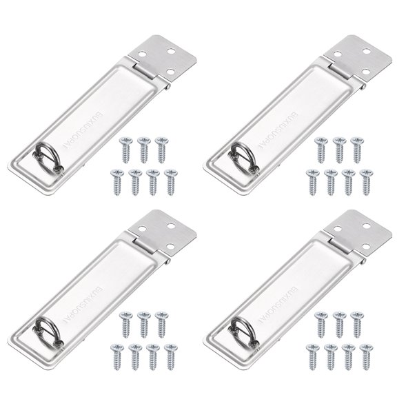 Uxcell Stainless Steel 180 Degree Thin Door Hasp Latch Lock (4.6 Inch, Silver) (4 Pcs)
