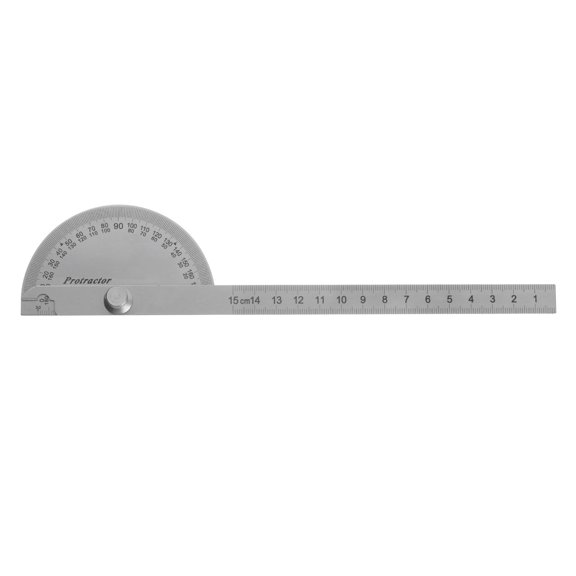 Uxcell Stainless Steel Angle Protractor 0 to 180 Degrees Round Head Angle Measuring Ruler General Tool with 15cm Arm
