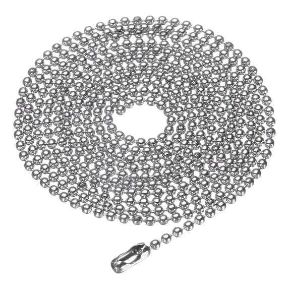 Uxcell Stainless Steel Ball Chain 1.5mm 31.5" Length 316L Round Bead Necklace Dog Tag Pull Chains with Connectors Clasps for Men Women Jewelry Making Bracelets Keychain, Silver