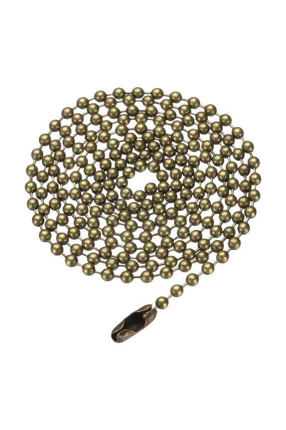 Stainless Steel Ball Chain 2.4mm 31.5" Length Round Bead Necklace Dog Tag Pull Chains with Connectors Clasps for Men Women Jewelry Making Bracelets Keychain, Bronze