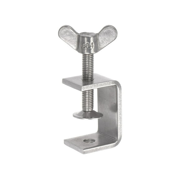 Uxcell Stainless Steel C-Clamp, 47mm Wide Jaw Opening with Butterfly Hand Twist for Woodworking Welding Building